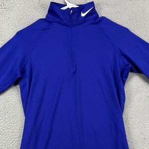 Nike Pro Combat Dri-Fit Women Compression Shirt Medium Blue Quarter Zip Pullover